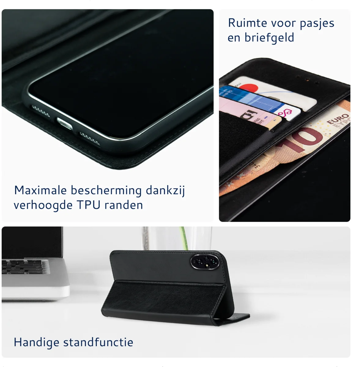 Rosso Element Honor 200 Hoesje Book Case Wallet Zwart afbeelding 4