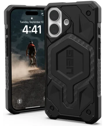 Urban Armor Gear Monarch Apple iPhone 16 Hoesje Back Cover Carbon Fiber Hoesjes