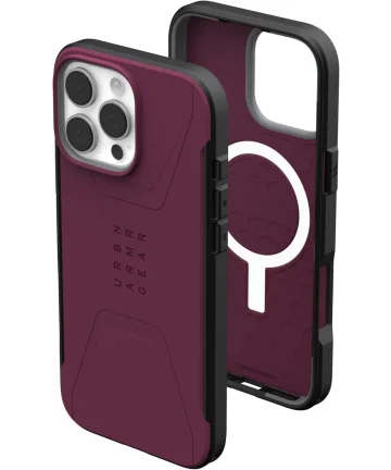 UAG Civilian Apple iPhone 16 Pro Hoesje MagSafe Back Cover Bordeaux Hoesjes