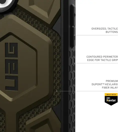 UAG Monarch Pro Apple iPhone 16 Pro Max Hoesje MagSafe Back Cover Kevlar Groen afbeelding 7