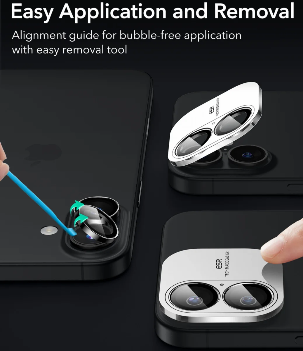 ESR Armorite iPhone 16 / 16 Plus Camera Lens Protector Glas Zwart afbeelding 2
