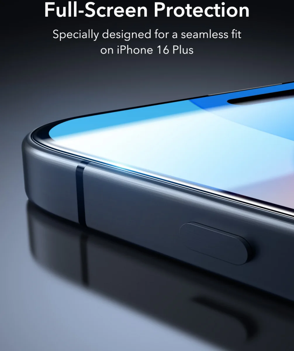 ESR iPhone 16 Plus Screen Protector Tempered Glass met Montageframe (1-Pack) afbeelding 6