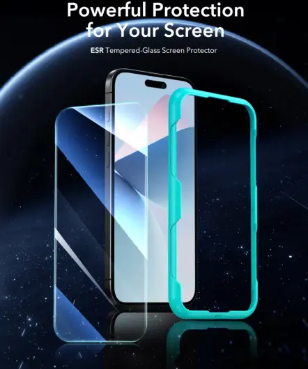 ESR iPhone 16 Pro Screen Protector Tempered Glass met Montageframe (1-Pack) afbeelding 9