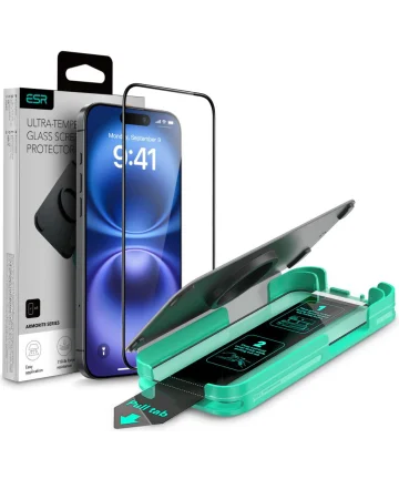 ESR Armorite iPhone 16 Screen Protector Tempered Glass met Tray Screen Protectors