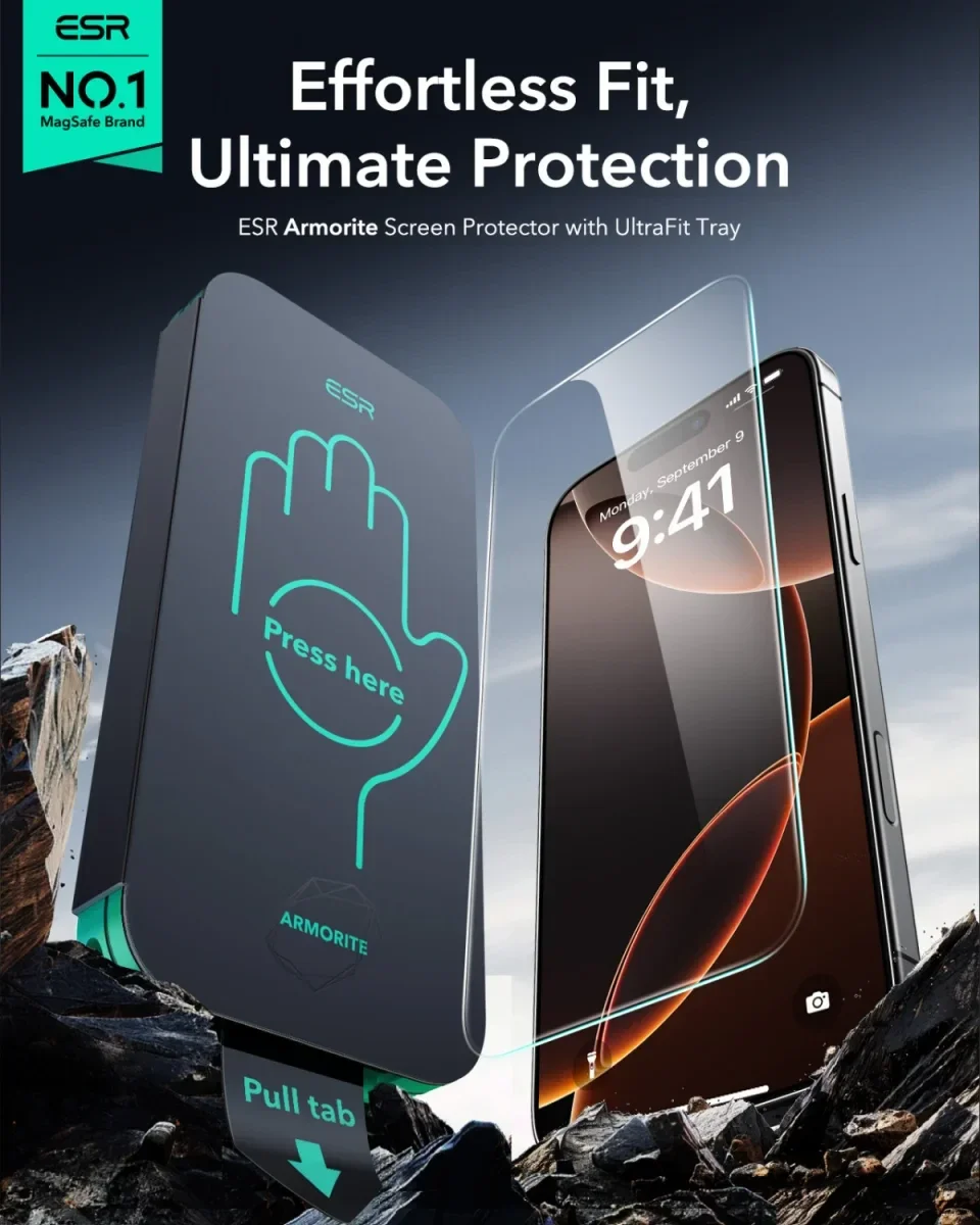 ESR Armorite Apple iPhone 16 Pro Max Screen Protector Tempered Glass afbeelding 5
