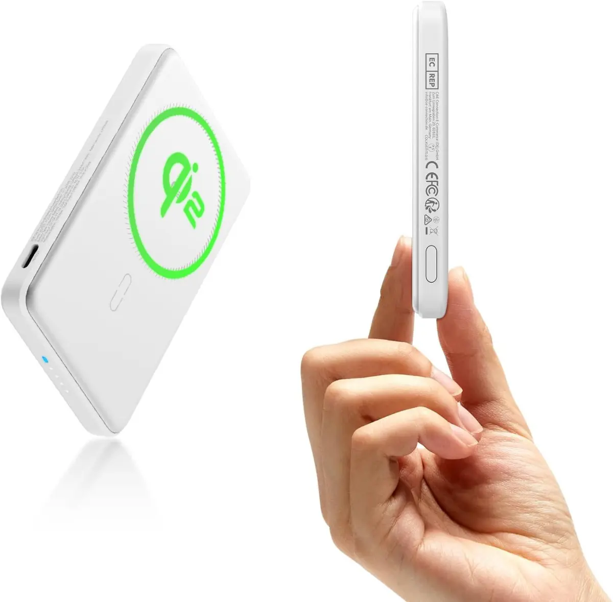 ESR Qi2 MagSlim 15W Powerbank met Magsafe 5.000mAh Wit afbeelding 1