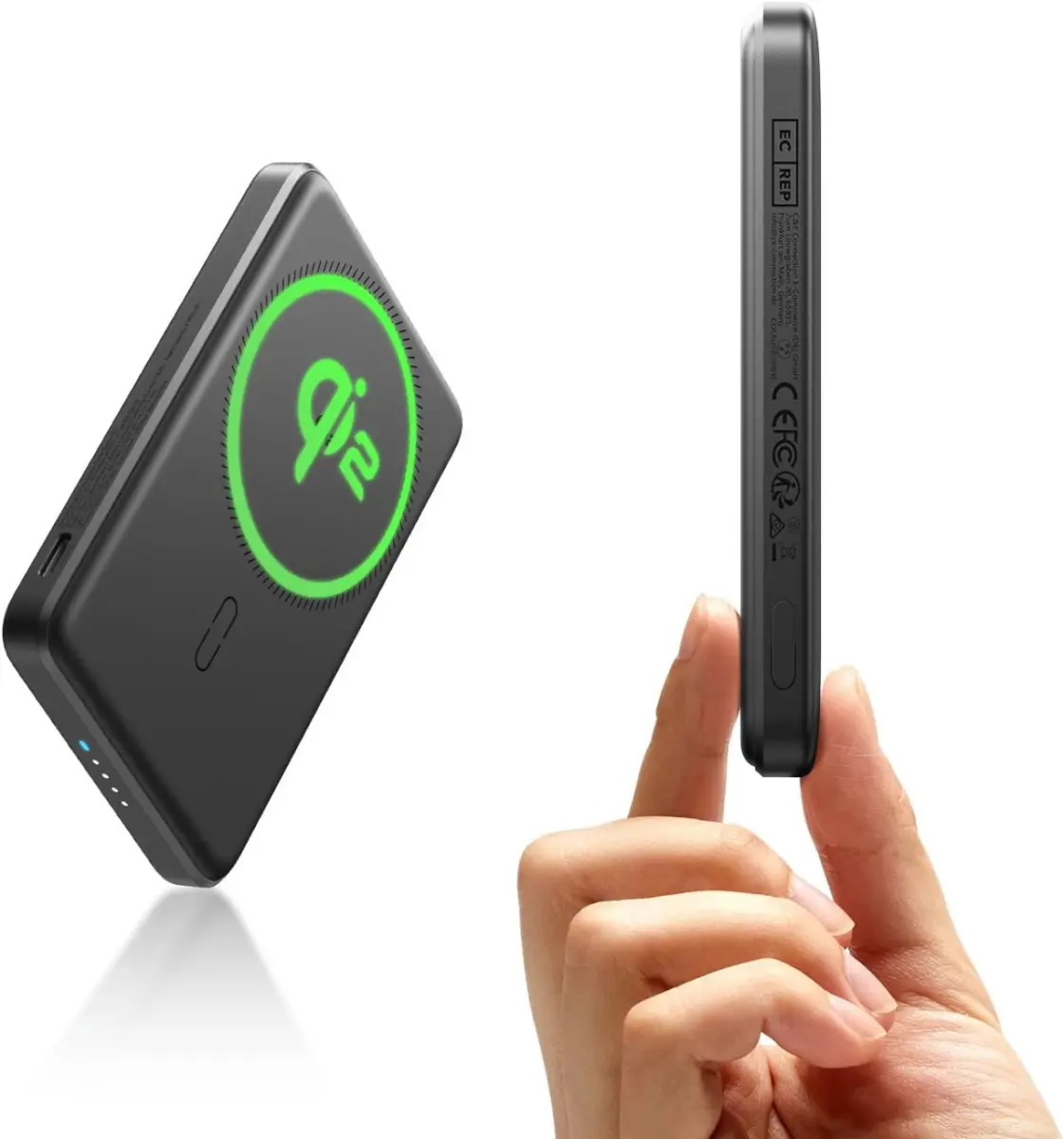 ESR Qi2 MagSlim 15W Powerbank met Magsafe 5.000mAh Zwart afbeelding 1