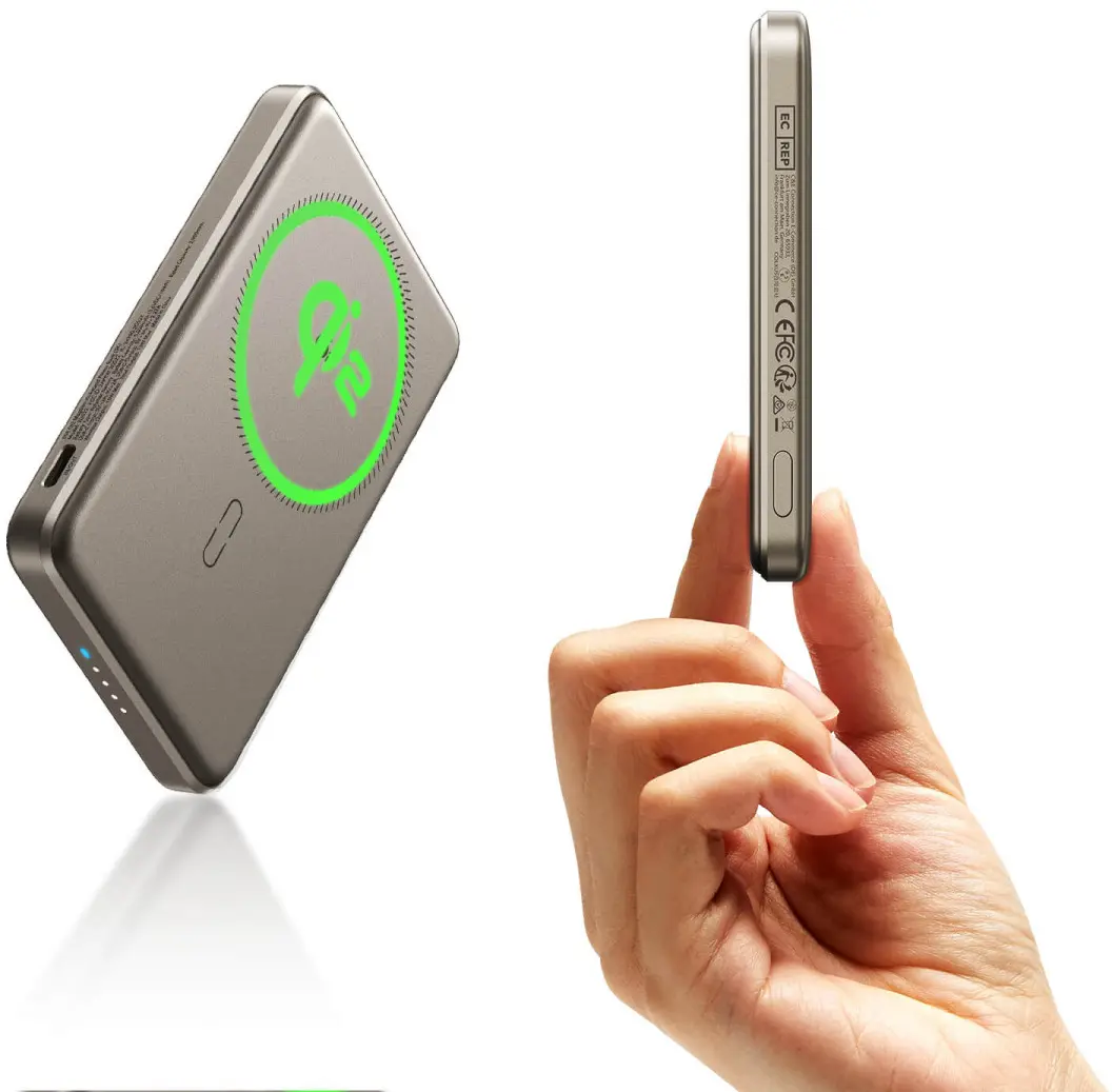ESR Qi2 MagSlim 15W Power Bank met Magsafe 10.000mAh Titanium afbeelding 2
