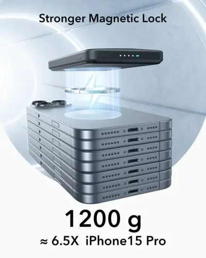 ESR Qi2 MagSlim Kickstand 15W Powerbank met MagSafe 5000mAh Zwart afbeelding 7