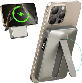 ESR Qi2 MagSlim Kickstand 15W Powerbank met MagSafe 10000mAh Titanium