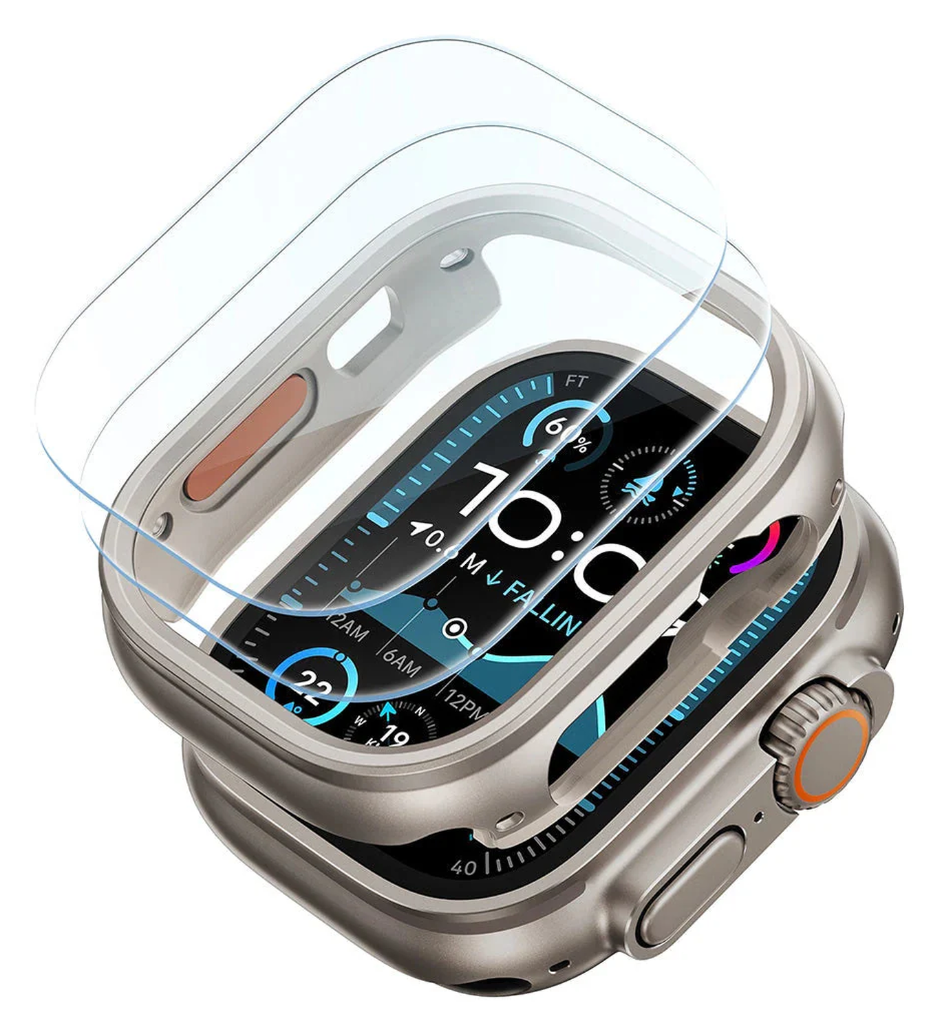 ESR - Apple Watch Ultra 3/2/1 Hoesje - met 2-Pack Screen Protector - Titanium afbeelding 1