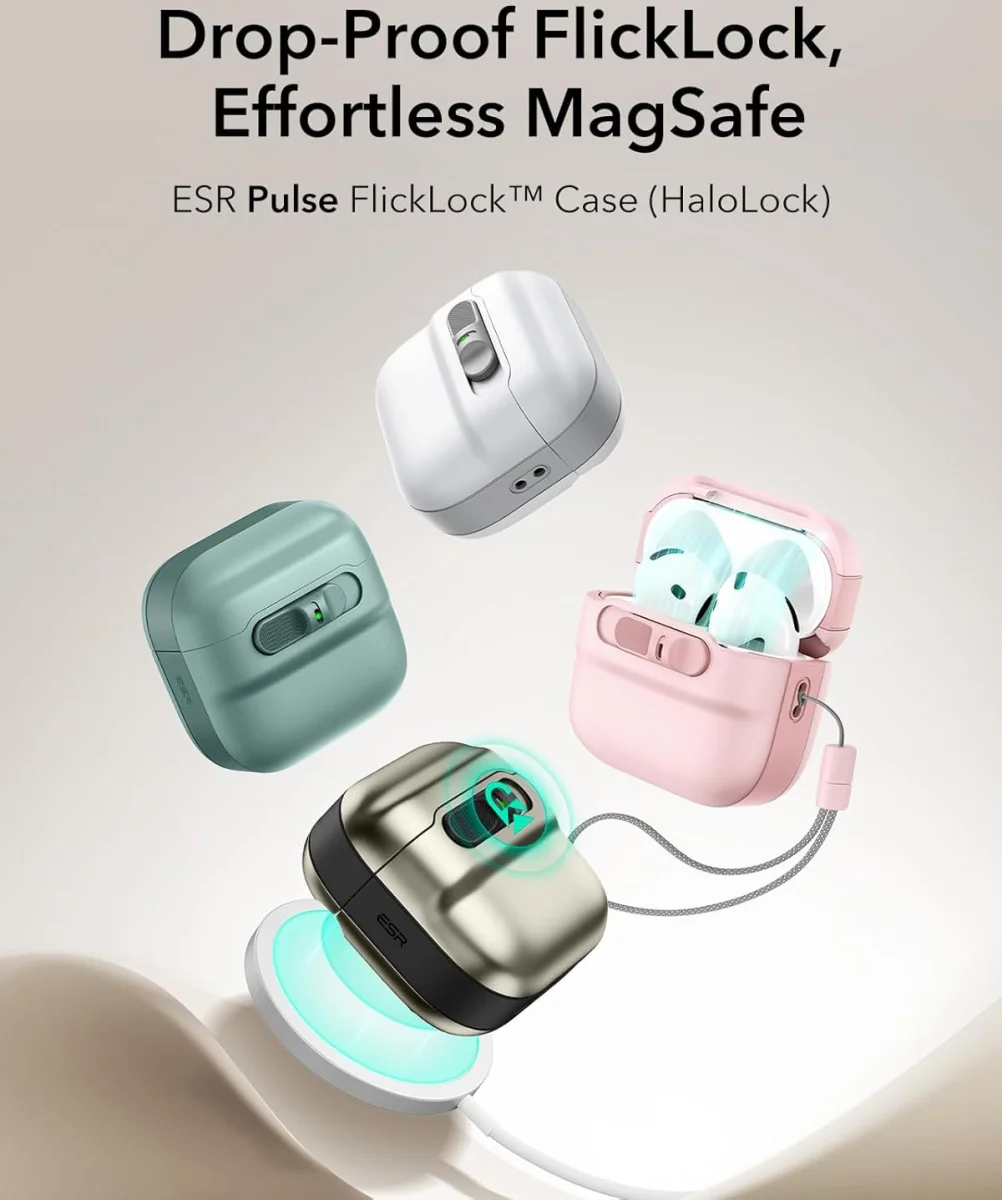 ESR HaloLock Pulse Magnetic Lock AirPods 4 (2024) Hoesje MagSafe Roze afbeelding 9