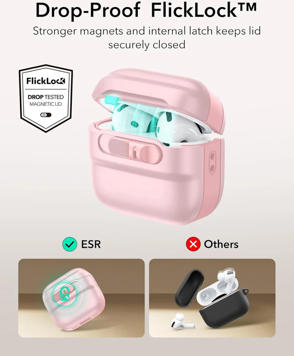 ESR HaloLock Pulse Magnetic Lock AirPods 4 (2024) Hoesje MagSafe Roze afbeelding 4