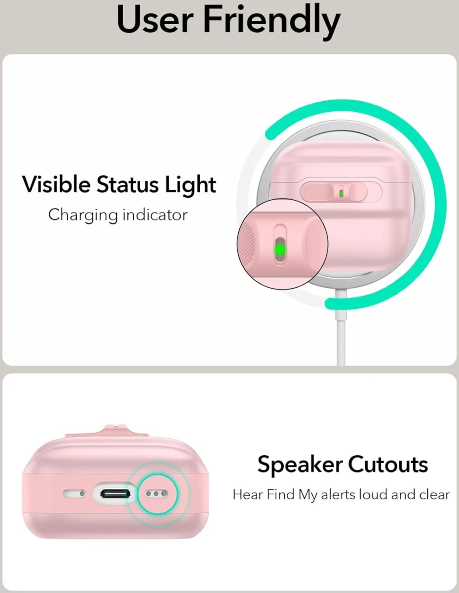 ESR HaloLock Pulse Magnetic Lock AirPods 4 (2024) Hoesje MagSafe Roze afbeelding 5