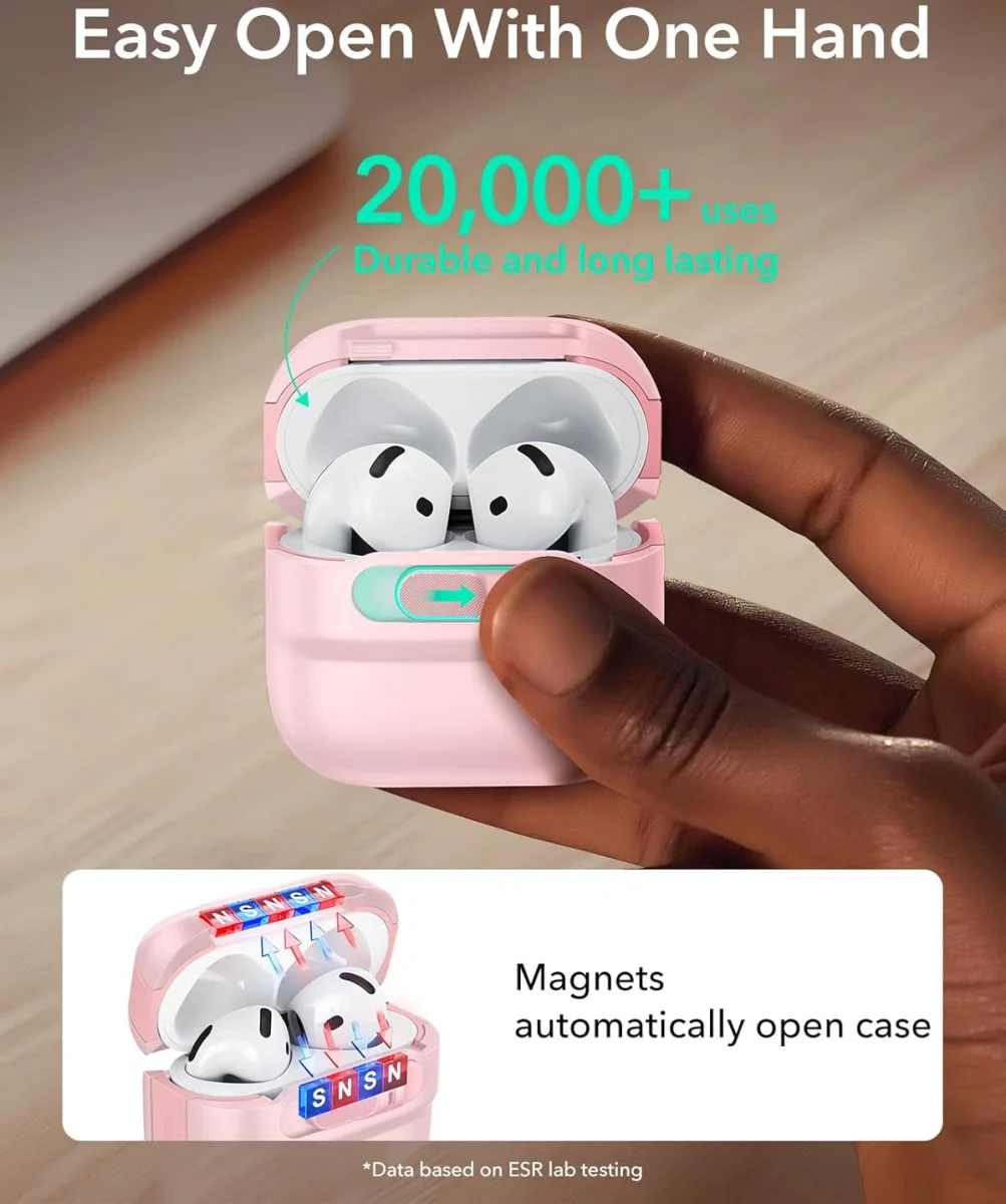 ESR HaloLock Pulse Magnetic Lock AirPods 4 (2024) Hoesje MagSafe Roze afbeelding 7