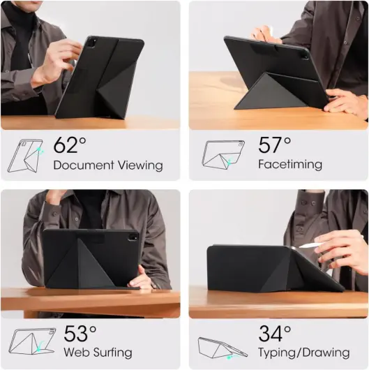 PITAKA MagEZ Folio 2 iPad Air 13 (24/25)/Pro 12.9 (22/21/20/18) Hoes Stand Zwart afbeelding 7