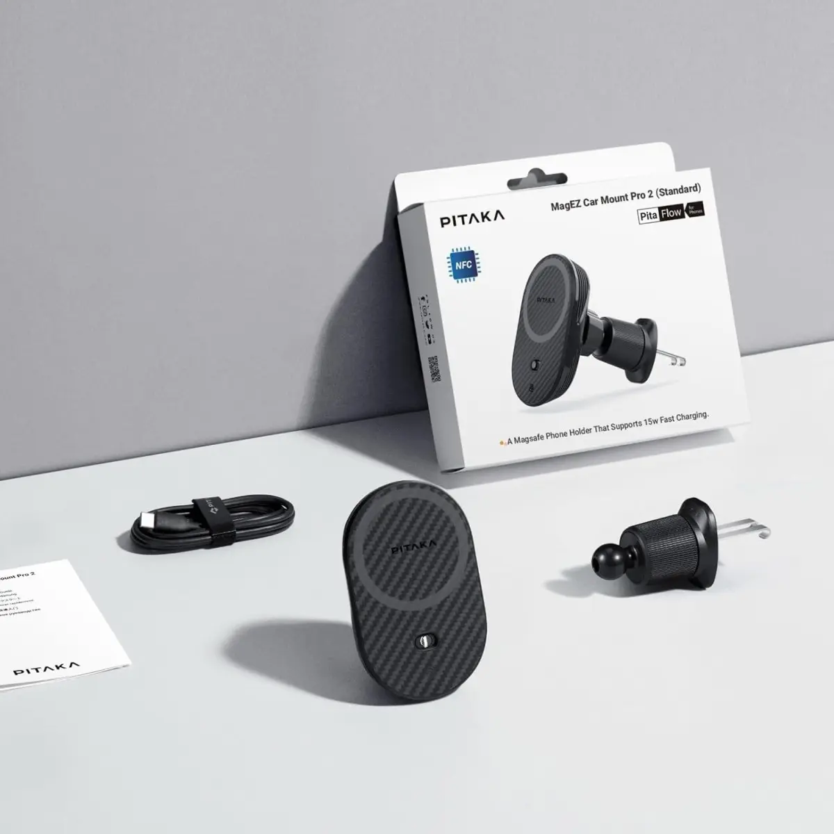 PITAKA MagEZ Car Mount Pro 2 (15W) MagSafe Telefoonhouder Auto Zwart afbeelding 10
