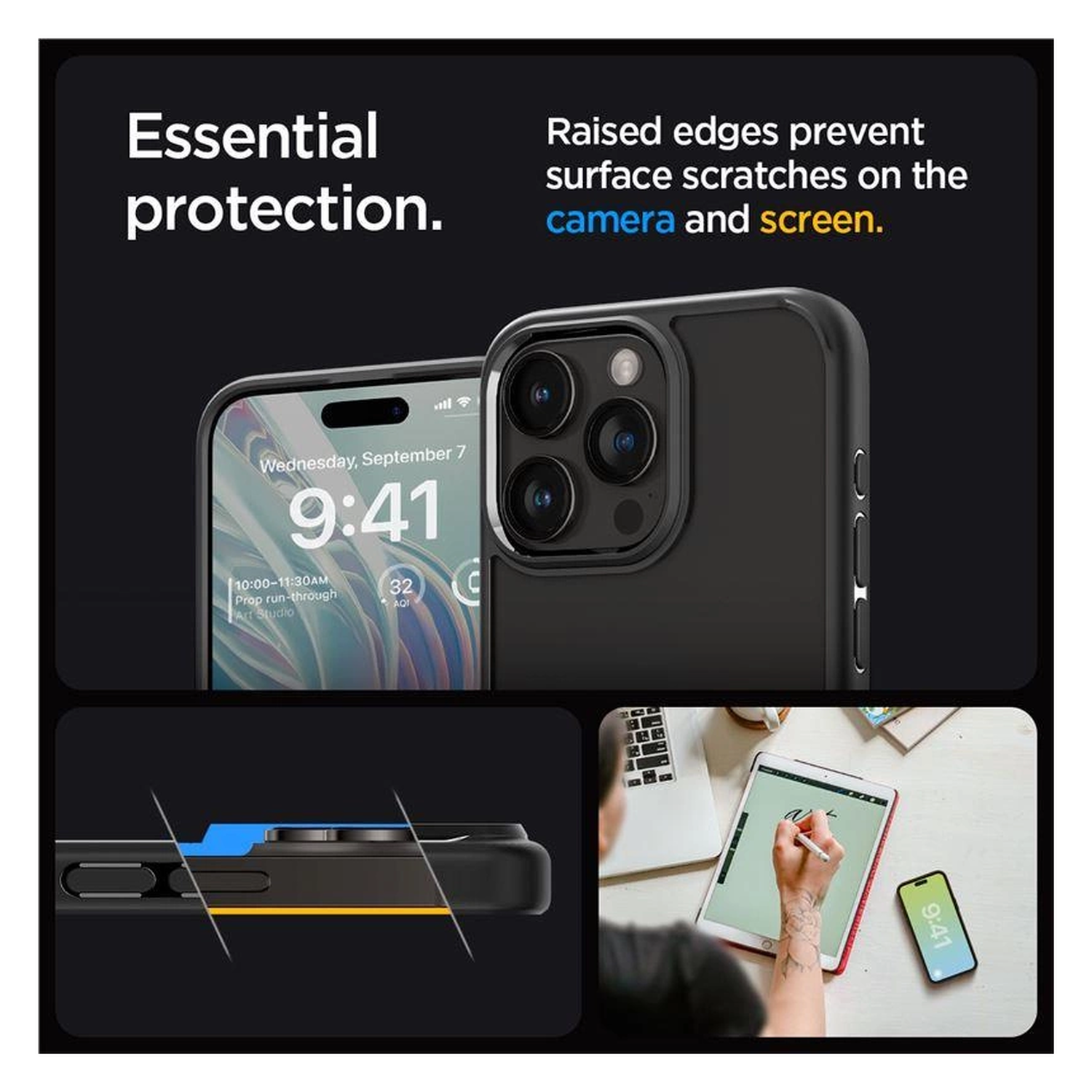 Spigen Crystal Hybrid Apple iPhone 15 Pro Hoesje Matte Zwart afbeelding 5