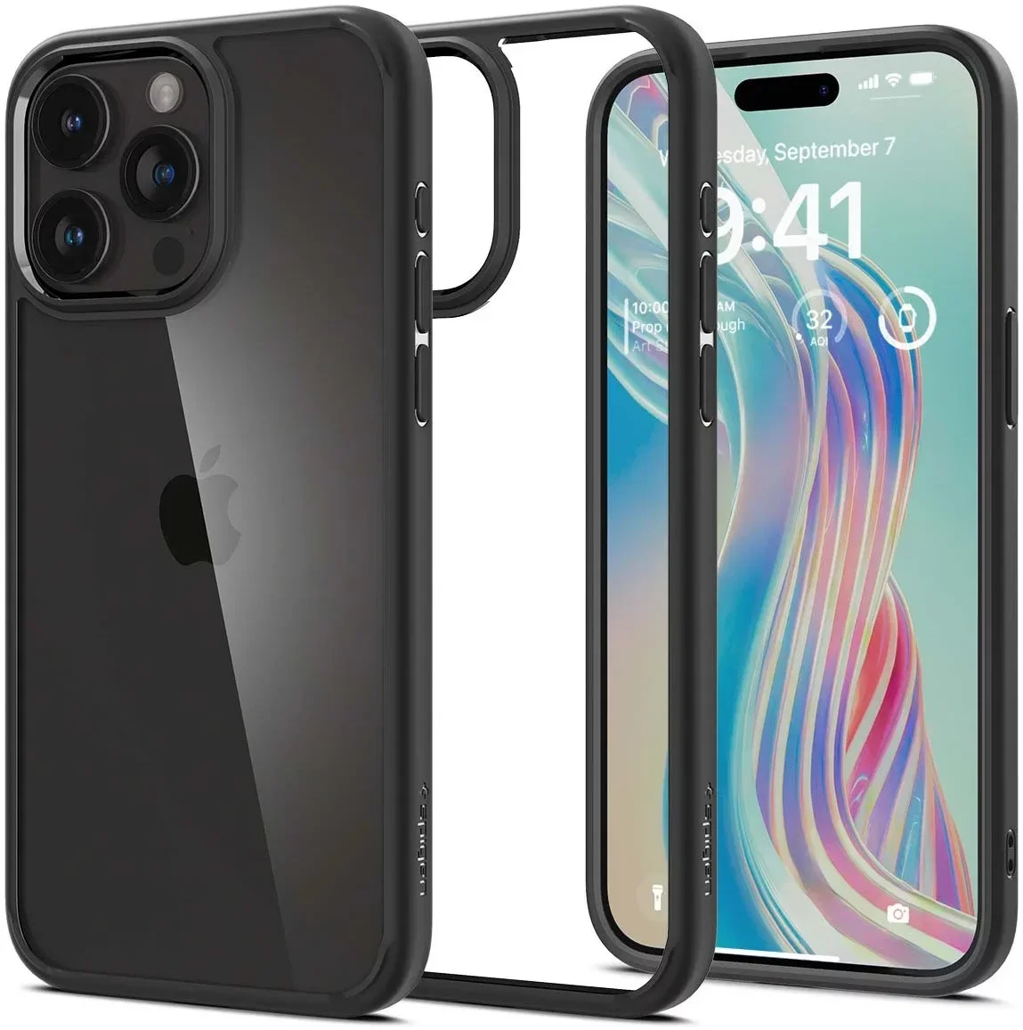 Spigen Crystal Hybrid Apple iPhone 15 Pro Hoesje Matte Zwart afbeelding 2