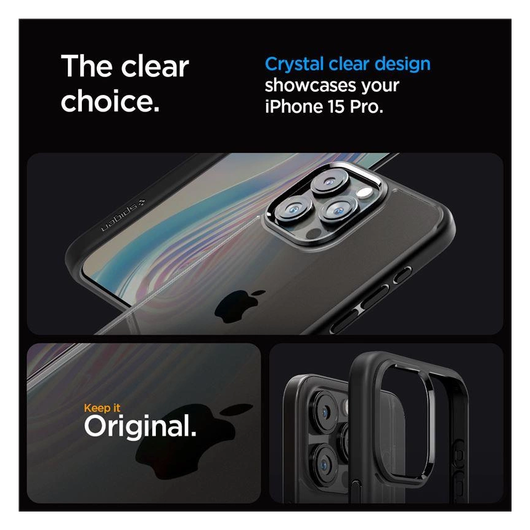 Spigen Crystal Hybrid Apple iPhone 15 Pro Hoesje Matte Zwart afbeelding 3