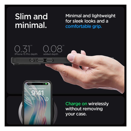Spigen Crystal Hybrid Apple iPhone 15 Pro Hoesje Matte Zwart afbeelding 6