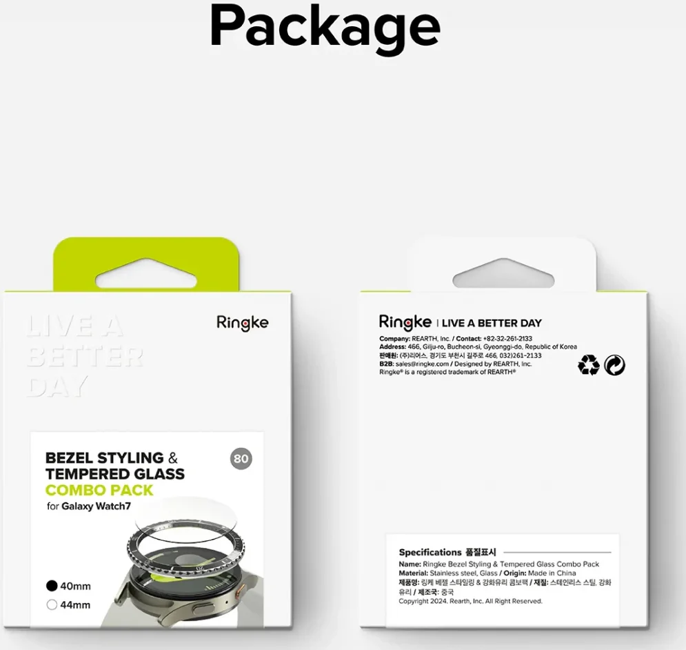 Ringke - Bezel Styling + Tempered Glass - Samsung Galaxy Watch 7 40MM - Zwart 80 afbeelding 16