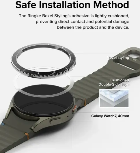 Ringke - Bezel Styling + Tempered Glass - Samsung Galaxy Watch 7 40MM - Zwart 80 afbeelding 3