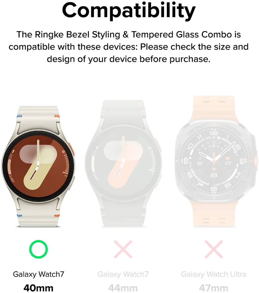 Ringke - Bezel Styling + Tempered Glass - Samsung Galaxy Watch 7 40MM - Zwart 98 afbeelding 4