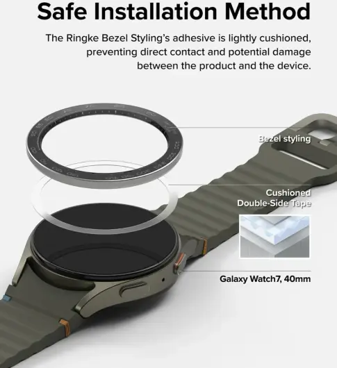 Ringke - Bezel Styling + Tempered Glass - Samsung Galaxy Watch 7 40MM - Zwart 98 afbeelding 3
