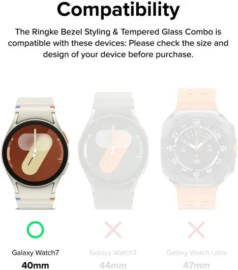 Ringke - Bezel Styling + Tempered Glass - Samsung Galaxy Watch 7 40MM - Zwart 98 afbeelding 4