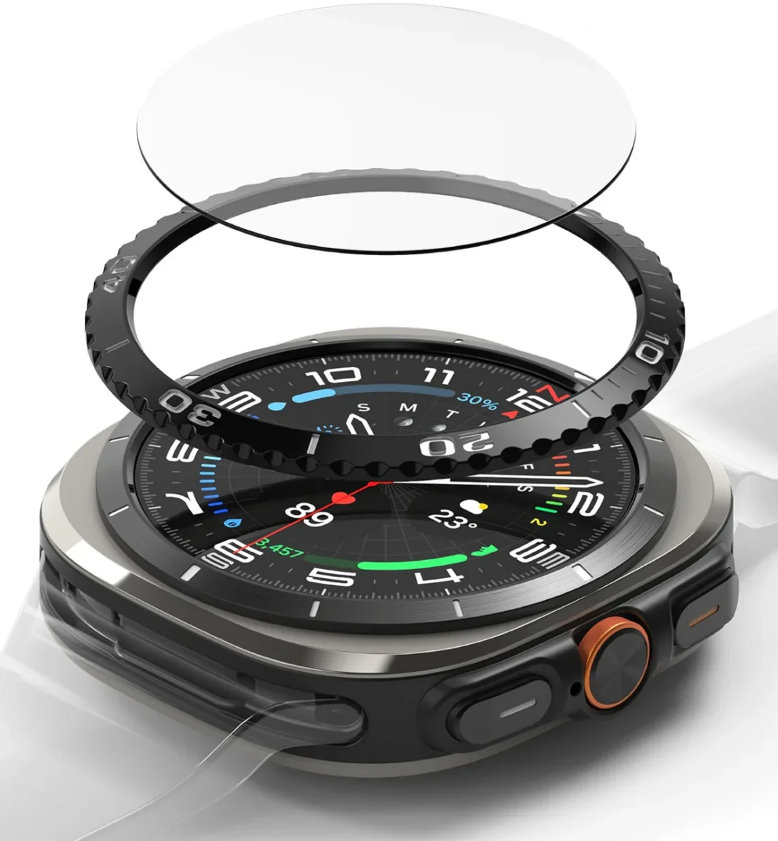 Ringke - Samsung Galaxy Watch Ultra - Bezel Styling + Tempered Glass - Zwart 02 afbeelding 1