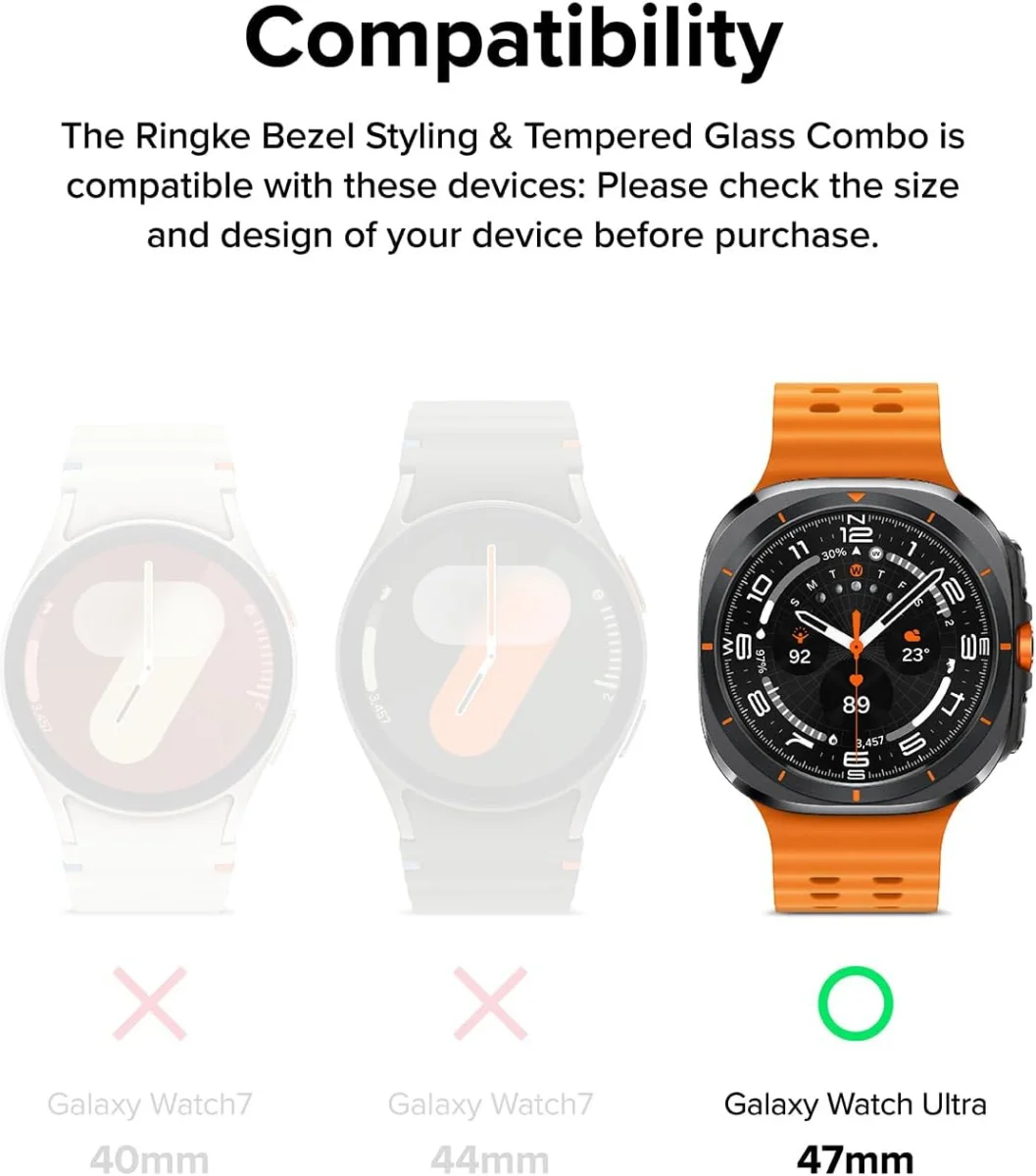 Ringke - Samsung Galaxy Watch Ultra - Bezel Styling + Tempered Glass - Zwart 02 afbeelding 4