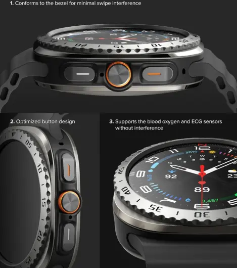 Ringke - Samsung Galaxy Watch Ultra - Bezel Styling + Tempered Glass - Zwart 02 afbeelding 11