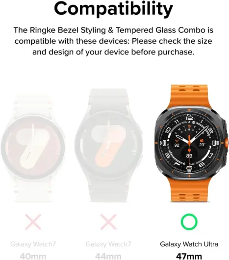 Ringke - Samsung Galaxy Watch Ultra - Bezel Styling + Tempered Glass - Zilver 03 afbeelding 4