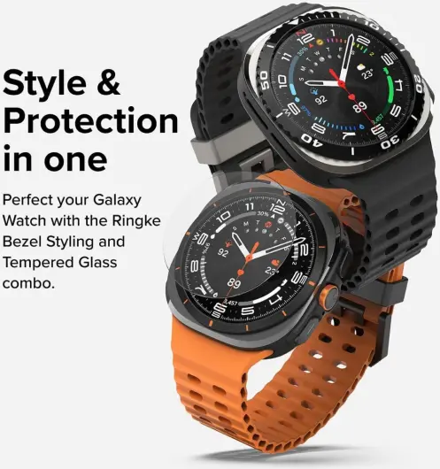 Ringke - Samsung Galaxy Watch Ultra - Bezel Styling + Tempered Glass - Zilver 03 afbeelding 7