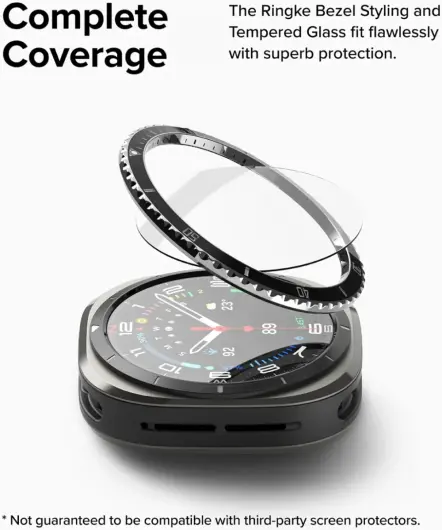 Ringke - Samsung Galaxy Watch Ultra - Bezel Premium 80 + Tempered Glass - Zwart afbeelding 4