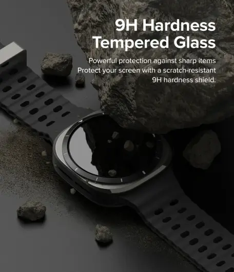 Ringke - Samsung Galaxy Watch Ultra - Bezel Premium 80 + Tempered Glass - Zwart afbeelding 5