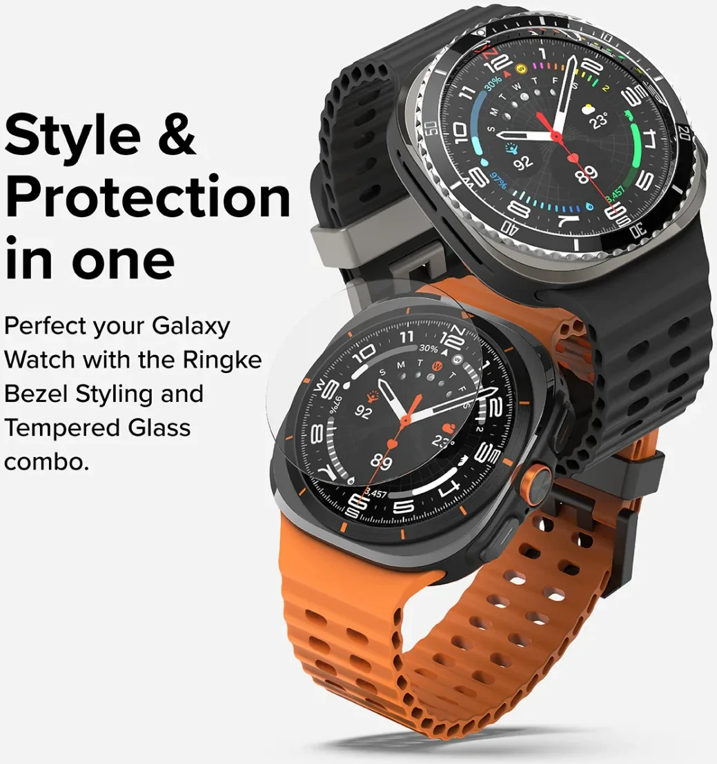 Ringke - Samsung Galaxy Watch Ultra - Bezel Premium 98 + Tempered Glass - Zwart afbeelding 14