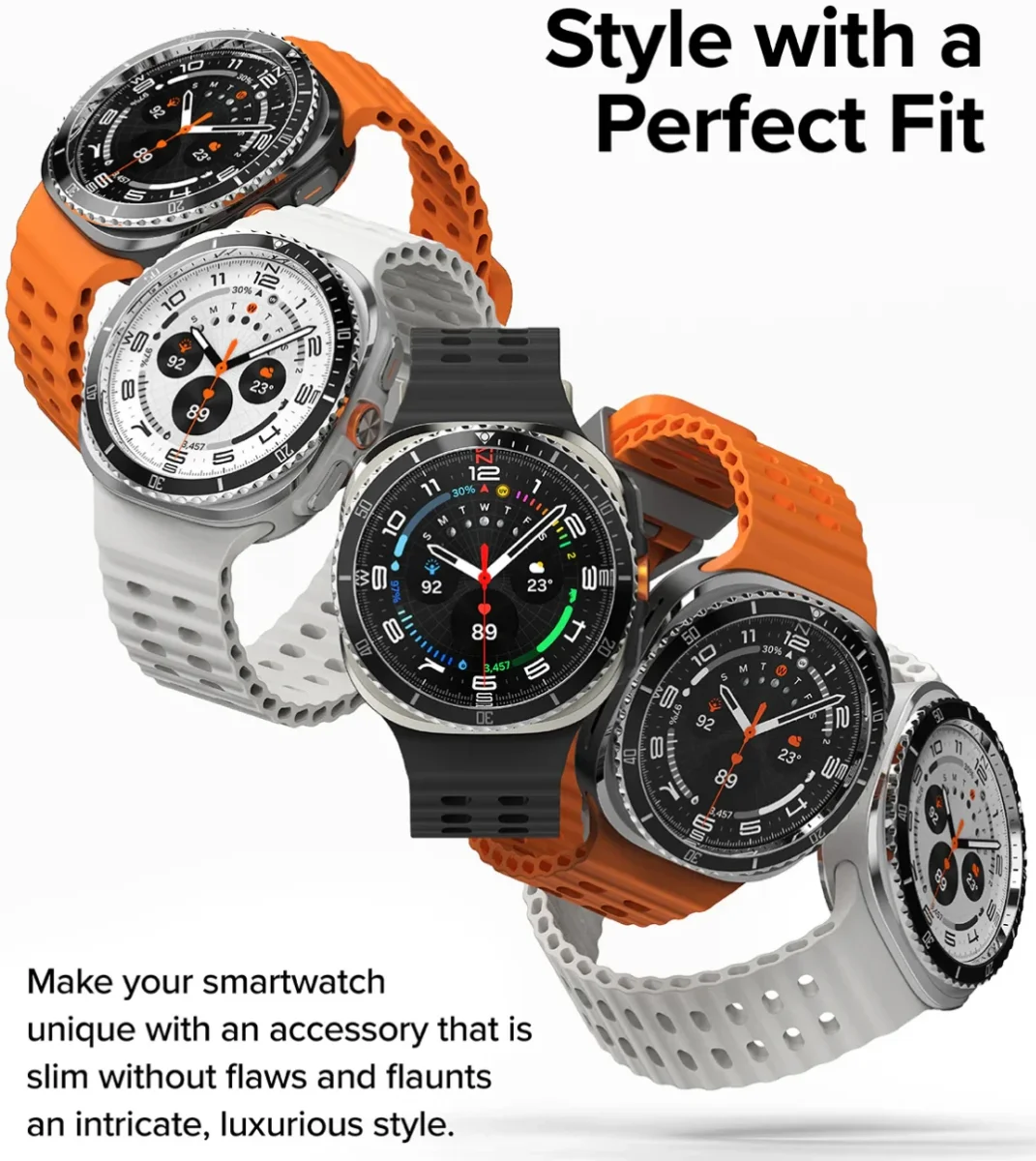 Ringke - Samsung Galaxy Watch Ultra - Bezel Premium 98 + Tempered Glass - Zwart afbeelding 5