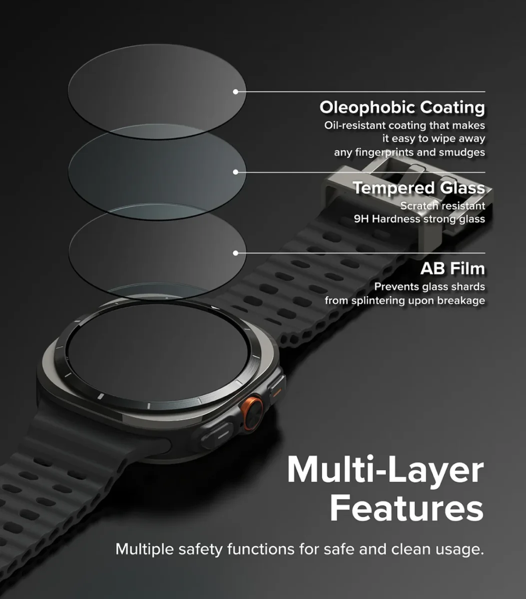 Ringke - Samsung Galaxy Watch Ultra - Bezel Premium 98 + Tempered Glass - Zwart afbeelding 6
