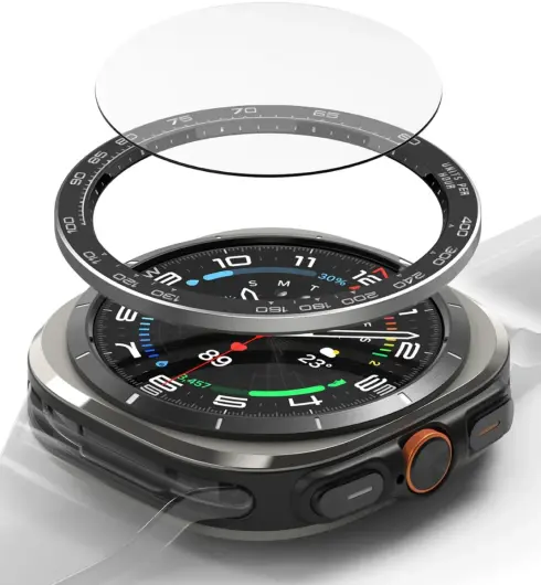 Ringke - Samsung Galaxy Watch Ultra - Bezel Premium 98 + Tempered Glass - Zwart afbeelding 1