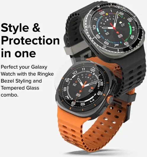 Ringke - Samsung Galaxy Watch Ultra - Bezel Premium 98 + Tempered Glass - Zwart afbeelding 14