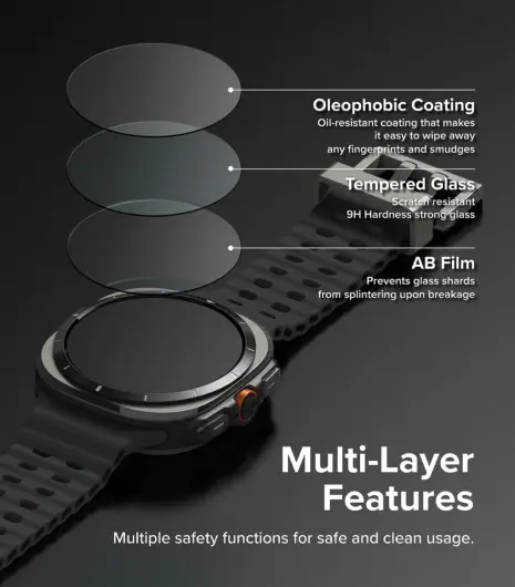 Ringke - Samsung Galaxy Watch Ultra - Bezel Premium 98 + Tempered Glass - Zwart afbeelding 6