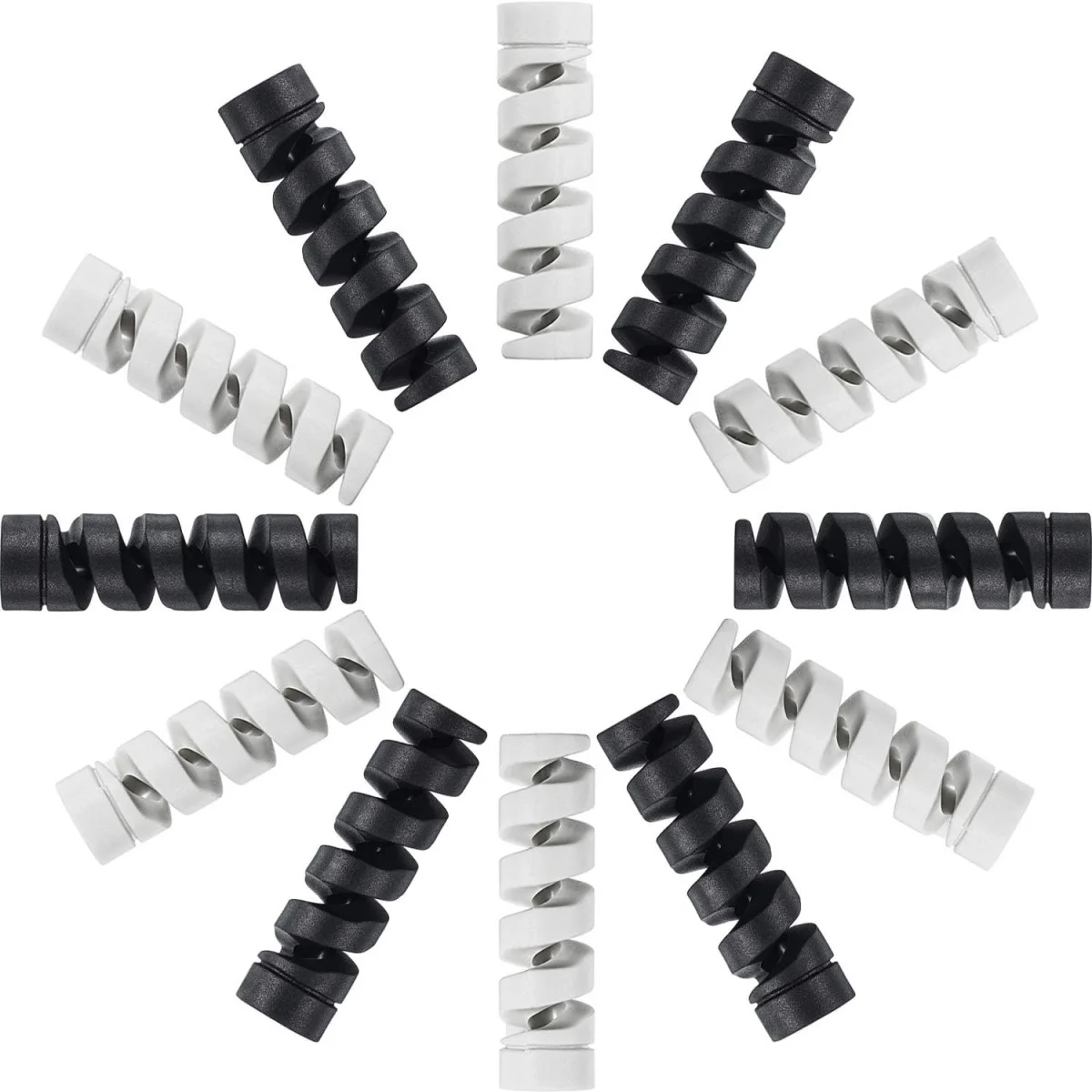 12 Pack Flexibele Siliconen Kabelbeschermers Zwart en Wit afbeelding 1