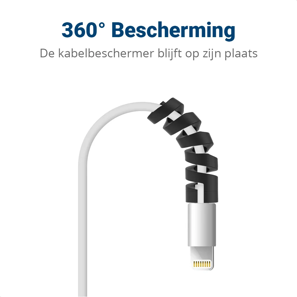 12 Pack Flexibele Siliconen Kabelbeschermers Zwart en Wit afbeelding 2