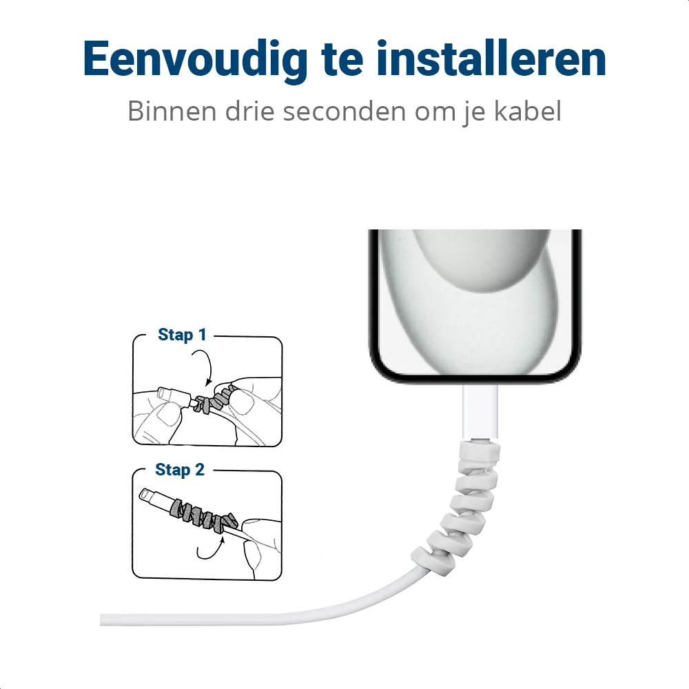 12 Pack Flexibele Siliconen Kabelbeschermers Zwart en Wit afbeelding 3