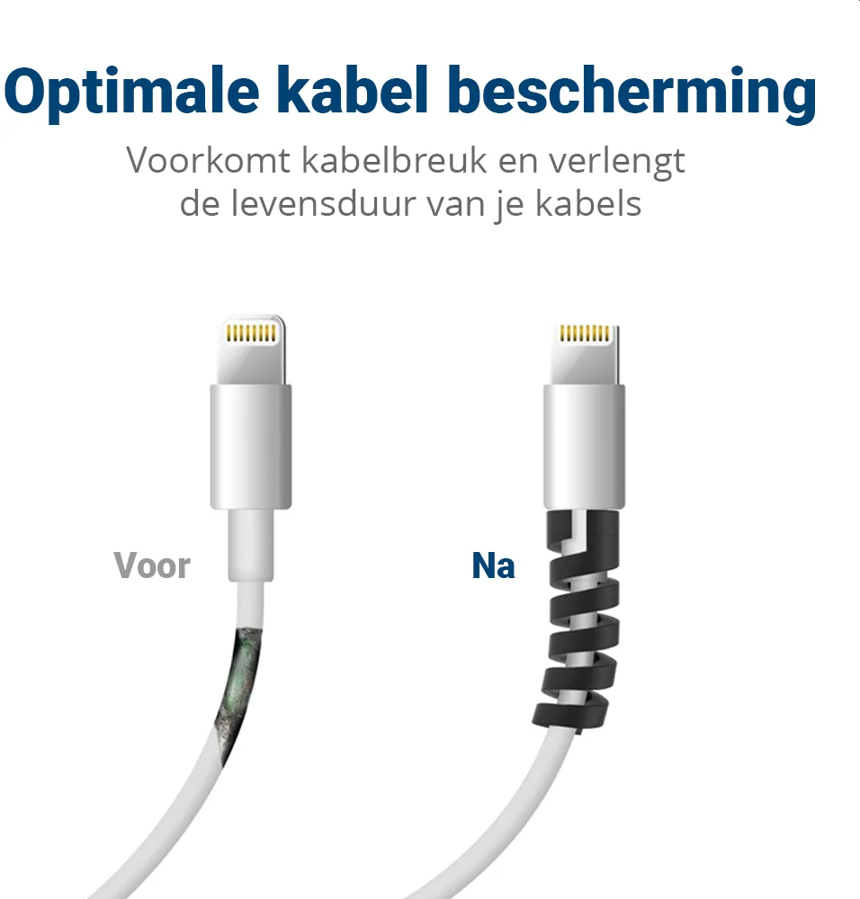 12 Pack Flexibele Siliconen Kabelbeschermers Zwart en Wit afbeelding 4
