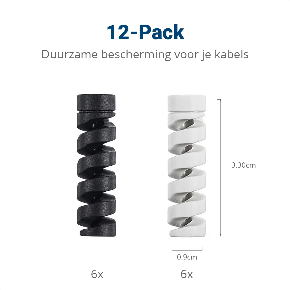 12 Pack Flexibele Siliconen Kabelbeschermers Zwart en Wit afbeelding 5