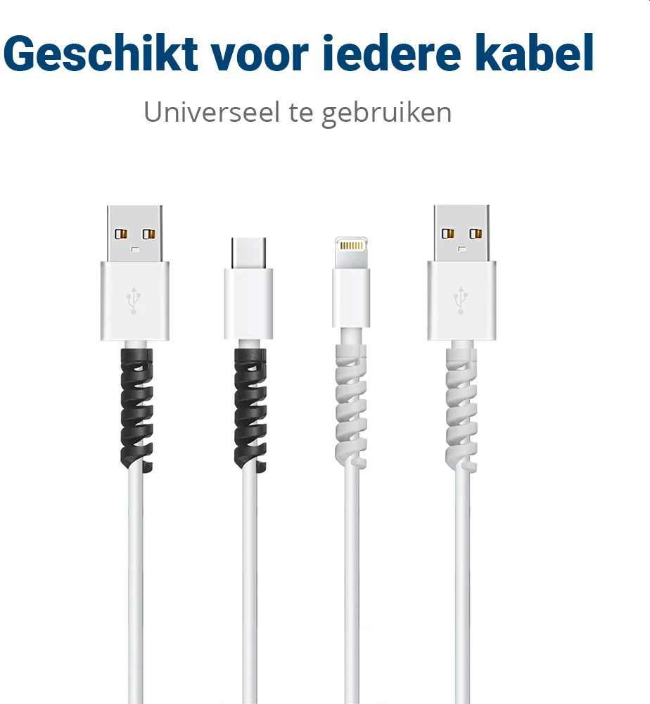 12 Pack Flexibele Siliconen Kabelbeschermers Zwart en Wit afbeelding 6