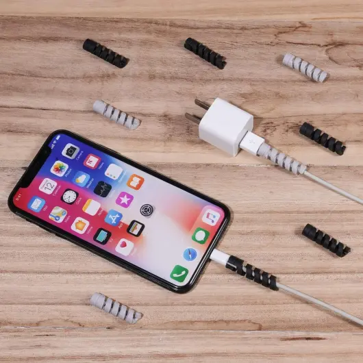 12 Pack Flexibele Siliconen Kabelbeschermers Zwart en Wit afbeelding 12
